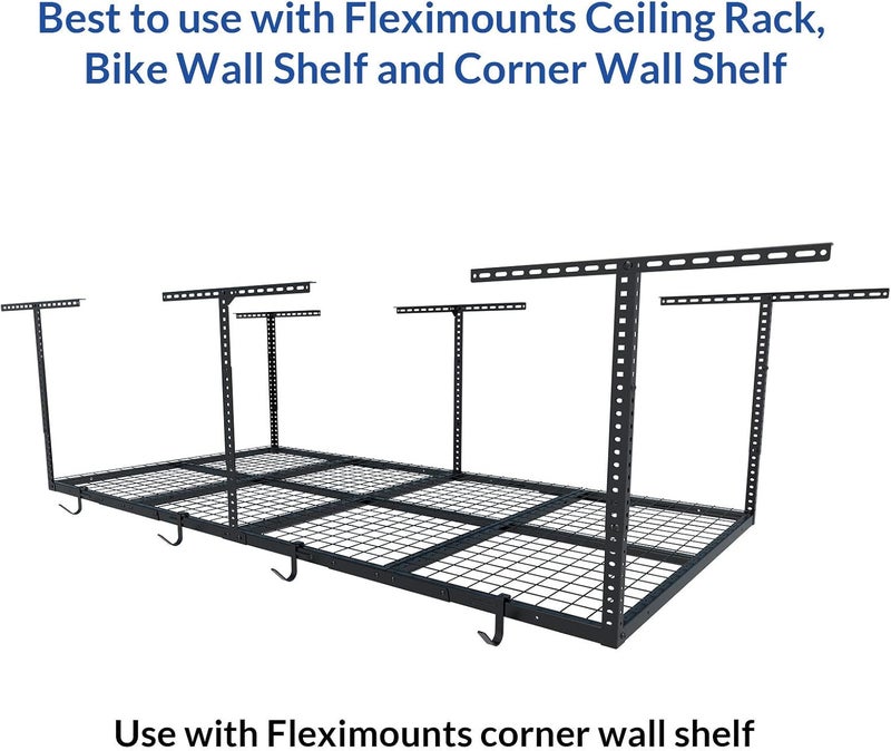 FLEXIMOUNTS 4 Pack Add On Storage Rail Hook Accessory for Ceiling Rack and Wall Shelving, Max Weight Capacity up to 50lbs, Black - Image 5